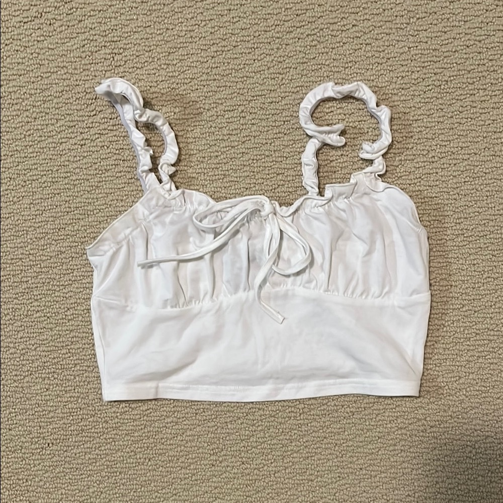 Shein | White Ruffled Crop Top